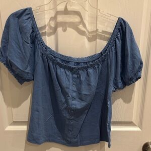 American Eagle Outfitters Blue Puff Sleeve Blouse